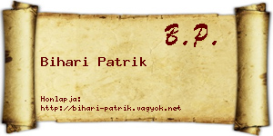 Bihari Patrik névjegykártya